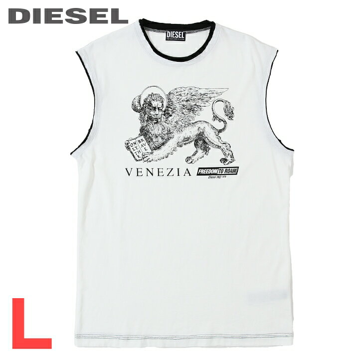 ■DIESEL ディーゼル メンズ■プリント カットオフ 切りっぱなし ノースリーブTカットソー タ