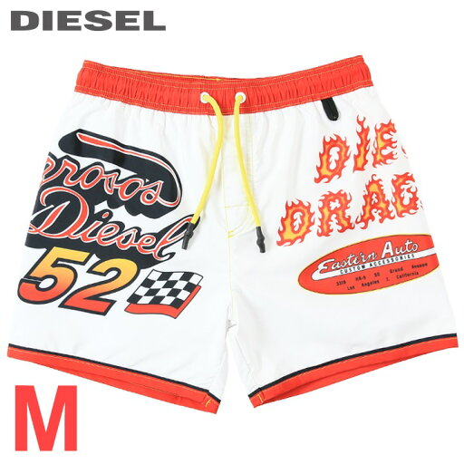 ■DIESEL ディーゼル メンズ■デジタルプリント メンズ水着 男性水着 ショートトランクス サーフパンツ 海パン ビーチウェア スイムウェア【BMBX-WAVE-B】【サイズM】【ホワイト×レッド】die-m-c-f4-c2j 《_メーカー希望小売価格17,380円》