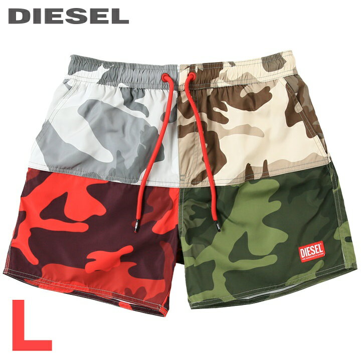 ■DIESEL ディーゼル メンズ■迷彩柄切替 メンズ水着 男性水着 ショートトランクス サーフパンツ 海パン ビーチウェア スイムウェア【BMBX-CAYBAY-CAMOU】【サイズL】【マルチカモフラ】die-m-c-f4-c3t 《_メーカー希望小売価格17,600円》