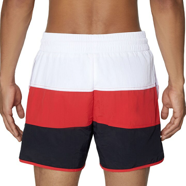 ■DIESEL ディーゼル メンズ■ワンポイントロゴ刺繍 メンズ水着 ショートトランクス サーフパンツ 海パン ビーチウェア スイムウェア【BMBX-REEF6-40】【サイズS】【ホワイト×レッド×ブラック】die-m-c-f4-c4h 《_メーカー希望小売価格17,380円》