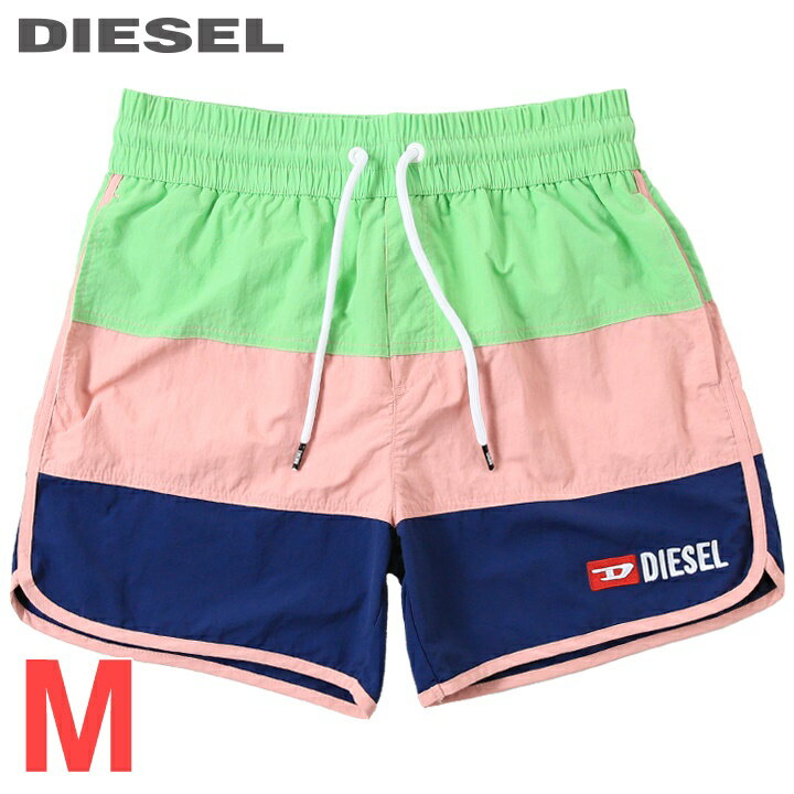 ■DIESEL ディーゼル メンズ■ワンポイントロゴ刺繍 メンズ水着 ショートトランクス サーフパンツ 海パン ビーチウェア スイムウェア【BMBX-REEF6-40】【サイズM】【グリーン×ピンク×ネイビー】die-m-c-f4-c4n 《_メーカー希望小売価格17,380円》