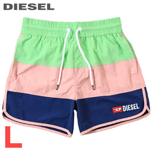 ■DIESEL ディーゼル メンズ■ワンポイントロゴ刺繍 メンズ水着 ショートトランクス サーフパンツ 海パン ビーチウェア スイムウェア【BMBX-REEF6-40】【サイズL】【グリーン×ピンク×ネイビー】die-m-c-f4-c4p 《_メーカー希望小売価格17,380円》
