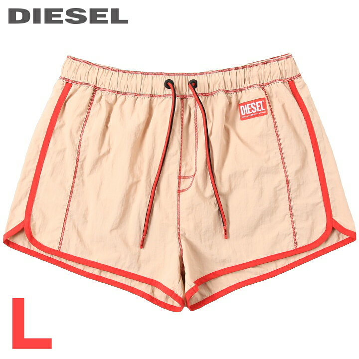 ■DIESEL ディーゼル メンズ■ワンポイントロゴパッチ メンズ水着 ショートトランクス サーフパンツ 海パン ビーチウェア スイムウェア【BMBX-REEF-30】【サイズL】【ピンクベージュ】die-m-c-f4-c66 《_メーカー希望小売価格17,380円》