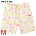 ■DIESEL ディーゼル メンズ■ウエストゴム ドロスト 花柄 総柄 コットンショートパンツ【P-TOLL-SHO-FLO】【サイズM】【ホワイト系】die-...