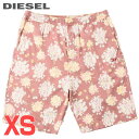 ■DIESEL ディーゼル メンズ■ウエストゴム ドロスト 花柄 総柄 コットンショートパンツ【P-TOLL-SHO-FLO】【サイズXS】【ピンクベージュ系】...
