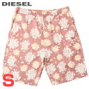 ■DIESEL ディーゼル メンズ■ウエストゴム ドロスト 花柄 総柄 コットンショートパンツ【P-TOLL-SHO-FLO】【サイズS】【ピンクベージュ系】d...