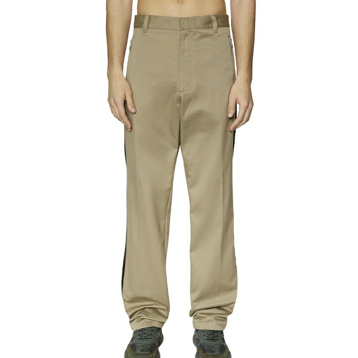 ■DIESEL ディーゼル メンズ■オーバルDワンポイントロゴ刺繍 サイドライン ルーズフィット チノパンツ【P-ELLIOTT】【W32】【ベージュ】die-m-p-f8-0h6 《メーカー希望小売価格33,000円》