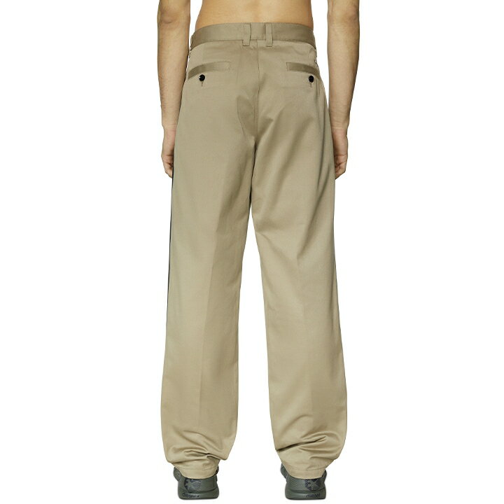 ■DIESEL ディーゼル メンズ■オーバルDワンポイントロゴ刺繍 サイドライン ルーズフィット チノパンツ【P-ELLIOTT】【W32】【ベージュ】die-m-p-f8-0h6 《メーカー希望小売価格33,000円》