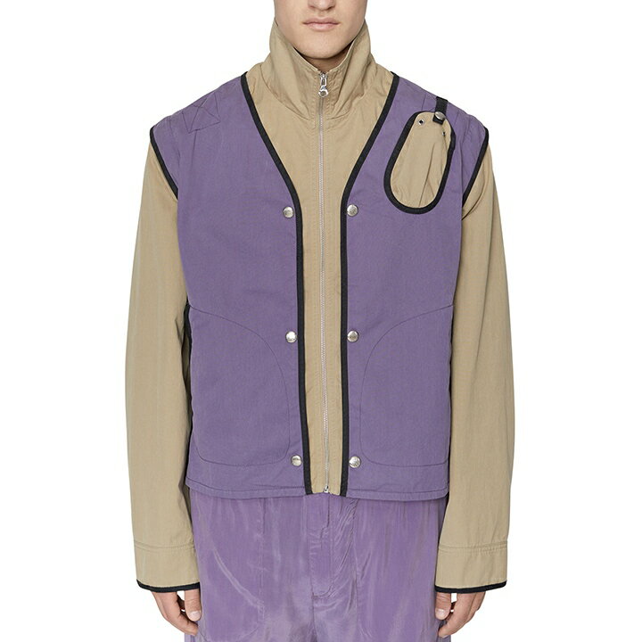 ■DIESEL ディーゼル メンズ■デタッチャブルスリーブ 2way ウォッシュ加工 ミリタリージャケット【J-OHLEN】【サイズS】【2サイズ程大きめのサイズ感】【パープル×ベージュ】die-m-o-f8-074 《メーカー希望小売価格63,800円》