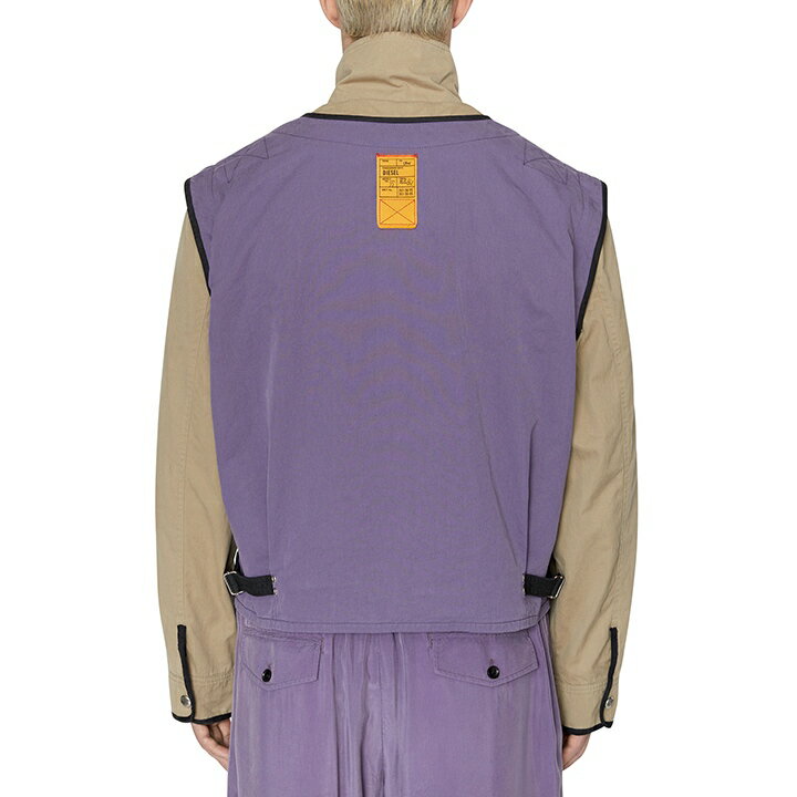 ■DIESEL ディーゼル メンズ■デタッチャブルスリーブ 2way ウォッシュ加工 ミリタリージャケット【J-OHLEN】【サイズS】【2サイズ程大きめのサイズ感】【パープル×ベージュ】die-m-o-f8-074 《メーカー希望小売価格63,800円》