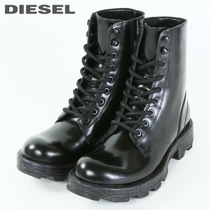 ■DIESEL ディーゼル メンズ■牛革 本革 レースアップ レザーワークブーツ 靴【D-HAMMER BT】【日本サイズ25.5〜28.5】【ブラック】die-m-k-f8-015 《_メーカー希望小売価格53,900円》