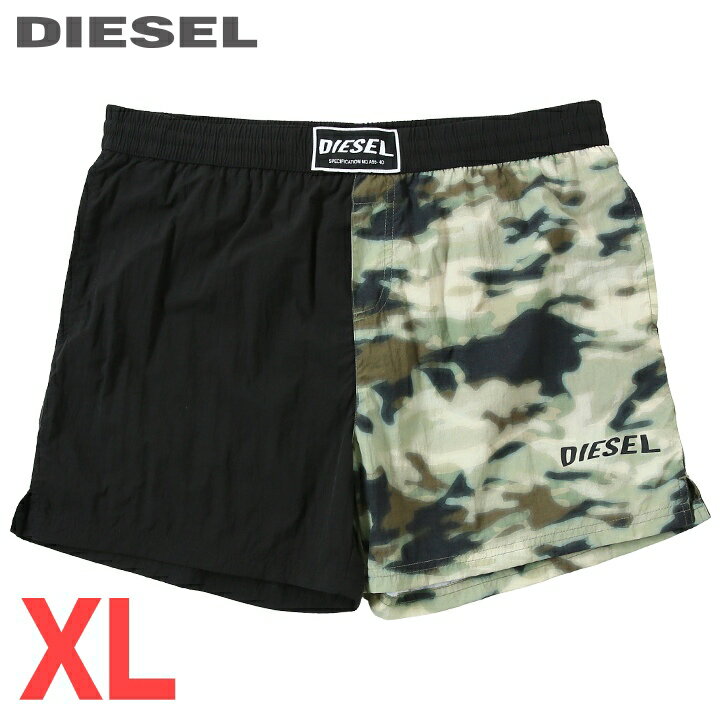 Rakuten - ■DIESEL ディーゼル メンズ■カモフラージュ柄 切替 メンズ水着 ショートトランクス サーフパンツ 海パン ビーチウェア スイムウェア【BMBX-NICO】【サイズXL】【ブラック×カーキグリーン】die-m-c-g4-c2c 《_メーカー希望小売価格19,800円》