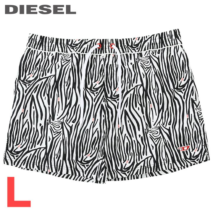 Rakuten - ■DIESEL ディーゼル メンズ■ゼブラ柄 アニマル柄 メンズ水着 ショートトランクス サーフパンツ 海パン ビーチウェア スイムウェア【BMBX-NICO】【サイズL】【ホワイト×ブラック】die-m-c-g4-c4a 《_メーカー希望小売価格17,600円》