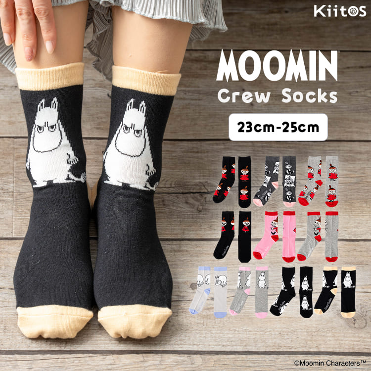 乐天商城 - 靴下 レディース クルーソックス ムーミン MOOMIN クルー丈 キャラクター リトルミイ 綿混 コットン ブランド ロング おしゃれ 大人 かわいい 北欧 春 夏 秋 冬 カジュアル お返し プレゼント ギフト