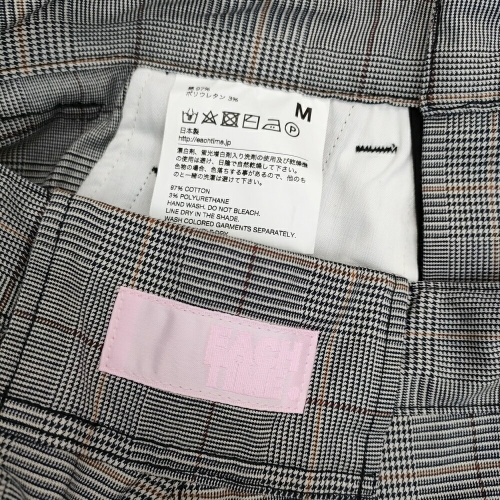 EACH TIME グレンチェック ワンタックパンツ サイズM パンツ グレー メンズ イーチタイム【中古】5-0208M