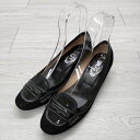 TOD'S 38 1/2 ローヒール ローファー パンプス ブラック レディース トッズ【中古】4-0205G◎