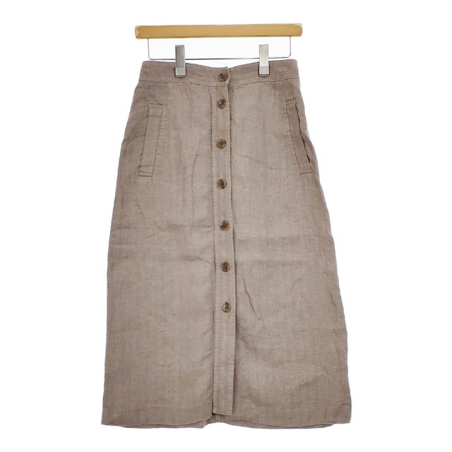 HUMAN WOMAN リネン ヘリンボーン ロングスカート ベージュ レディース ヒューマンウーマン【中古】5-0403M