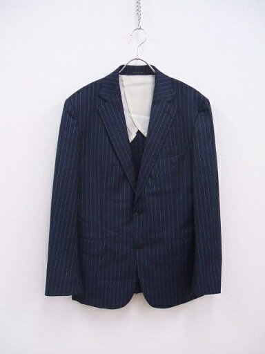 BARNEYS NEWYORK ロロピアーナ生地 ストライプ スーツ ネイビー ホワイト メンズ バーニーズニューヨーク【中古】2-0504M BARNEYS NEWYORK ロロピアーナ生地 ストライプ スーツ ネイビー ホワイト メンズ バーニーズニューヨーク【中古】2-0504M