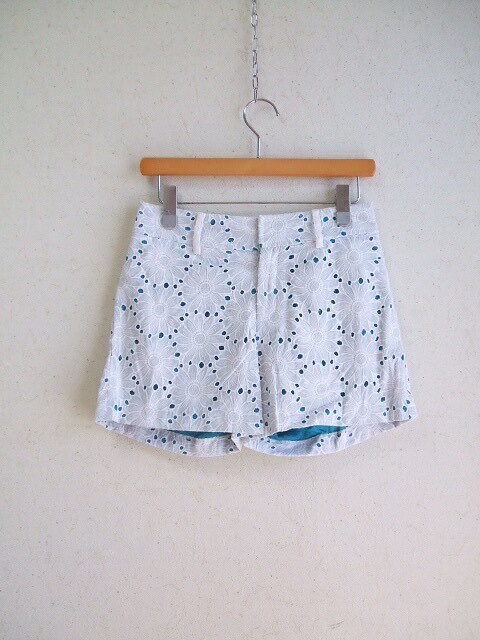 URBAN RESEARCH 新品 コットンレースショートパンツ サイズ36 定価12.600円 白ライトブルーグリーン レディース アーバンリサーチ【中古】1-0305S