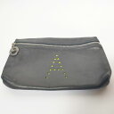 Longchamp レザー アルファベット パンチング 小物入れ ポーチ ブラック レディース ロンシャン【中古】5-0116G