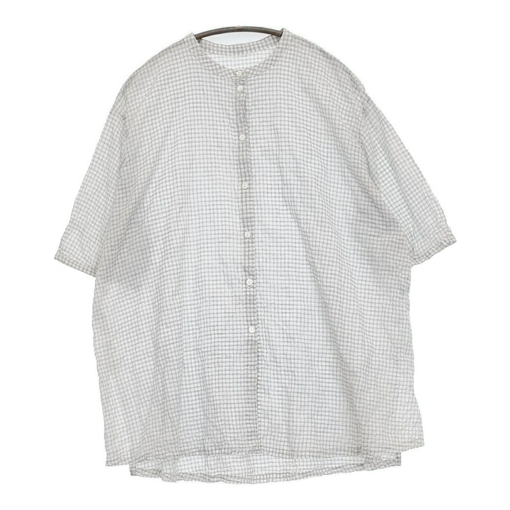 pot pourri ネアチュニック 定価19800円 ポプリ企画 16177 チェック ブラウス 25SS ホワイト ブラック レディース ポプリ【中古】5-0731S