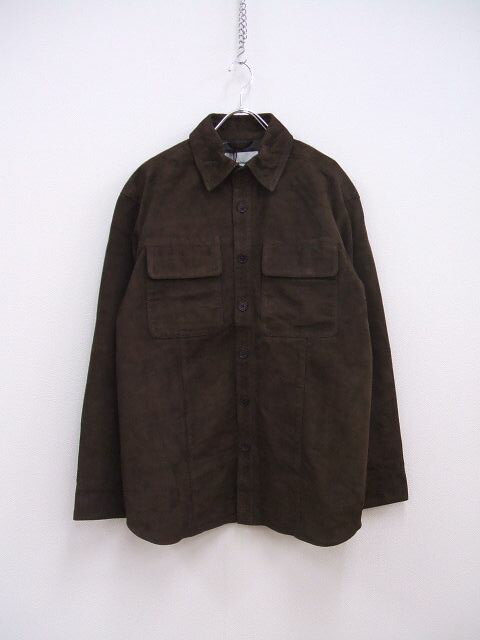 Deadwood 新品 SHORELINE SHIRT SUEDE サイズM リサイクルレザー 長袖シャツ ブラウン メンズ デッドウッド2-1012T♪