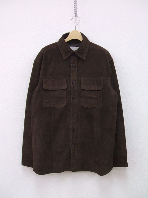 Deadwood SHORELINE SHIRT SUEDE 新品タグ付 レザー スエード S 長袖シャツ ブラウン メンズ デッドウッド2-0822T∞#