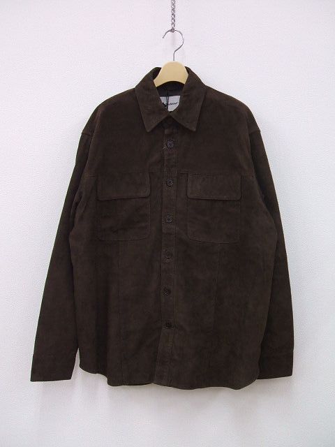 Deadwood SHORELINE SHIRT SUEDE 新品タグ付 レザー スエード M 長袖シャツ ブラウン メンズ デッドウッド2-0822T∞