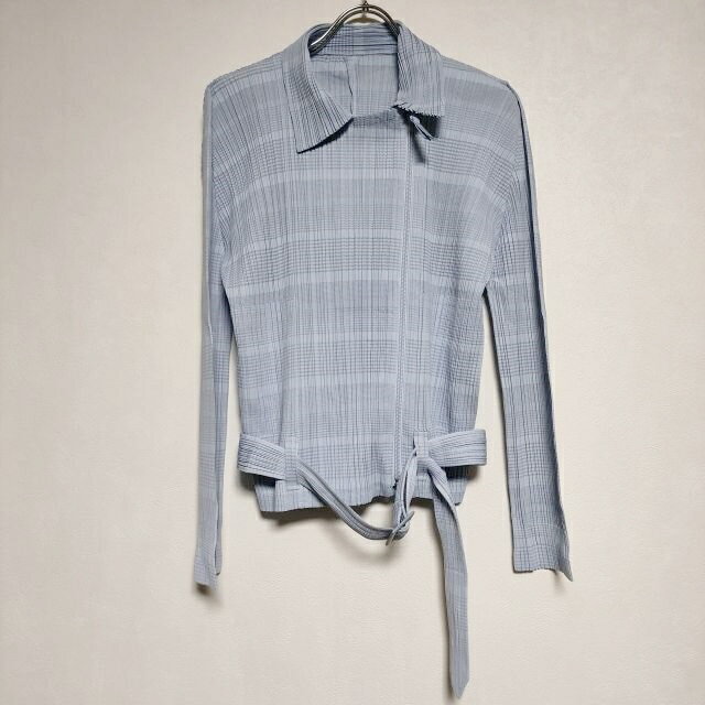 PLEATS PLEASE ISSEY MIYAKE PP71-JD652 プリーツライダース ジャケット ブルー レディース プリーツプリーズ【中古】4-1010M