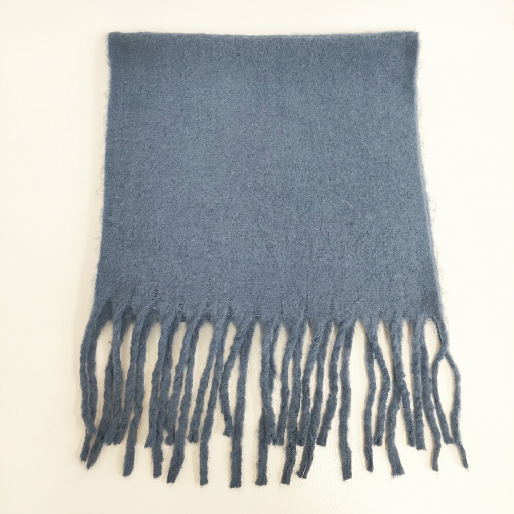 AKTE アクテ 無地 ストール フリンジ マフラー ブルーグレー レディース【中古】5-0115T