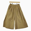 mina perhonen rytmi ワイドランダムタックパンツ va4402 38 コットンウール ガウチョパンツ カーキ レディース ミナペルホネン【中古】5-0328M