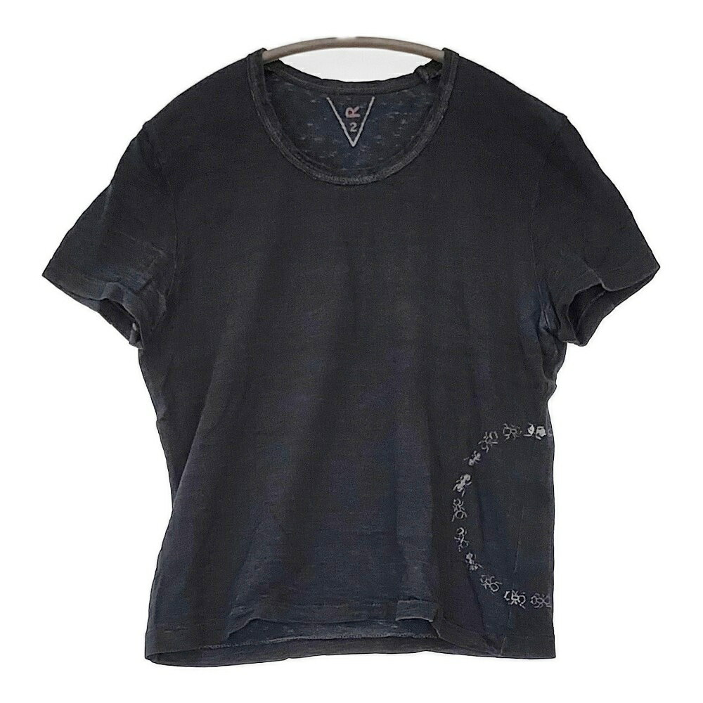 45R/45rpm インディゴ コットン100% アリプリント サイズ2 半袖Tシャツ ネイビー レディース フォーティーファイブアールピーエム【中古】5-0708S