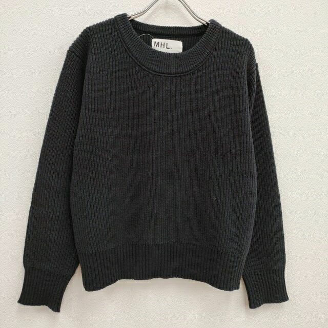 MHL. 595-0263550 LIGHTWEIGHT WOOL COTTON サイズ2 セーター ニット ネイビー レディース エムエイチエル【中古】3-1124T♪