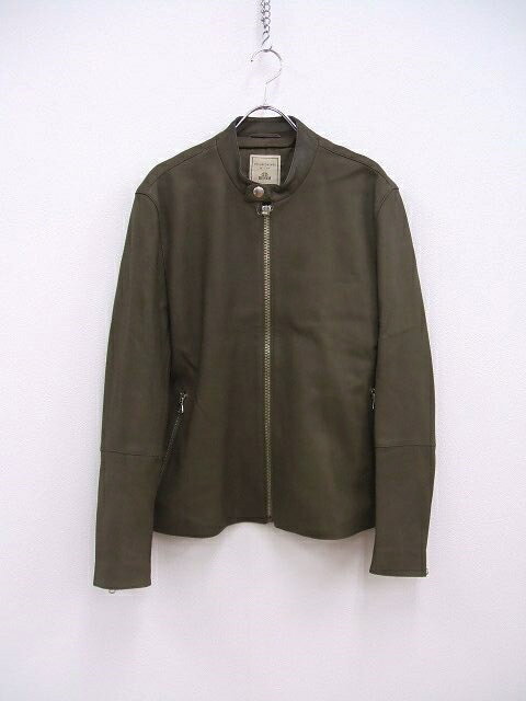 Denime/TOMORROWLAND 別注 ラムレザーシングルライダースジャケット 定価143000円 ライダースジャケット 茶 メンズ ドゥニーム/トゥモローランド【中古】2-0918T