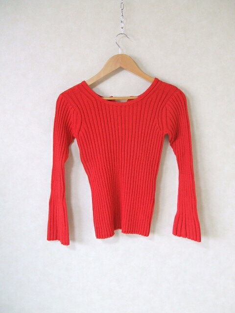 MACPHEE レースアップ 畝編み ニット S レッド レディース マカフィー【中古】2-0117M