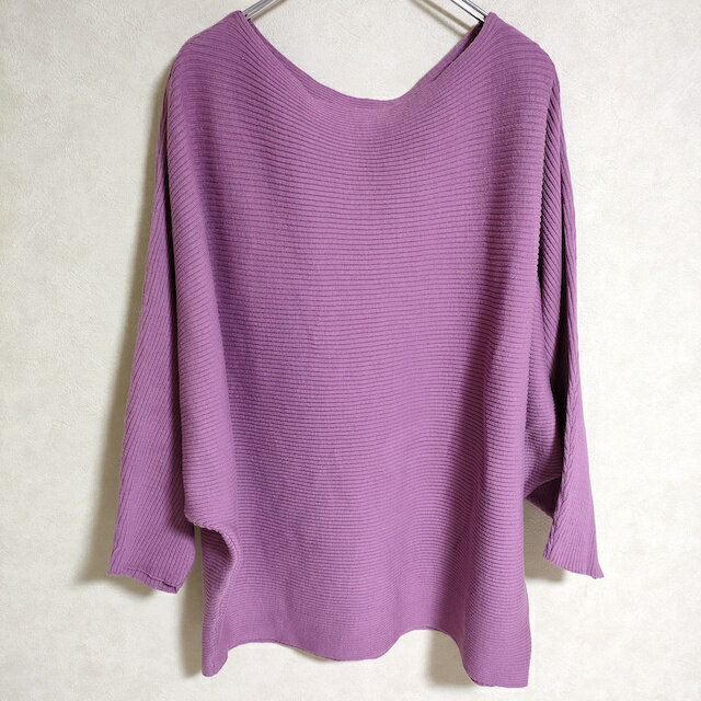 antiqua ドルマン リブ コットン ニット ライトパープル レディース アンティカ【中古】3-0818T