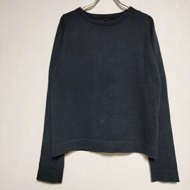 R&D.M.Co- エルボーパッチ コットンカシミヤ セーター ニット ネイビー レディース オールドマンズテー..