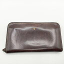 HENRY BEGUELIN レザー オミノ 小銭入れあり ラウンドファスナー 長財布 ダークブラウン レディース エンリーベグリン【中古】5-0306G