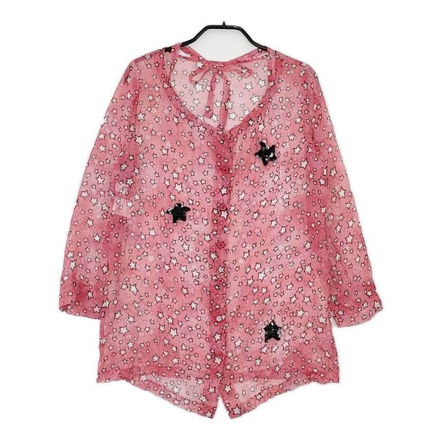 SONIA by SONIA RYKIEL シアーシャツ 星柄 ブラウス シャツ レッド レディース ソニアバイソニアリキエル【中古】5-0601M