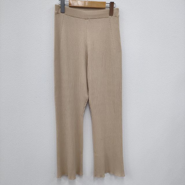 qualite リブニットパンツ 裾スリット アバハウス サイズ38 べージュ レディース カリテ【中古】4-0504M☆