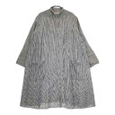 TRAVAIL MANUEL シャツコート ワンピース コットンリネン ストライプ コート ネイビー ホワイト レディース トラバイユマニュアル【中古】5-0405M