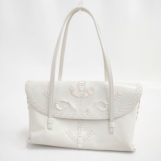 yoshie inaba レザー ハンドバッグ トートバッグ アイボリー レディース ヨシエイナバ【中古】5-1006G