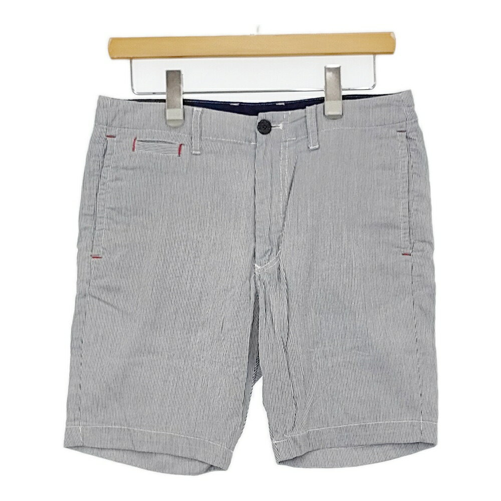 nano universe ストライプ サイズ40 コットン ショートパンツ ハーフパンツ ショーツ ブルー ホワイト メンズ ナノユニバース【中古】5-0704S