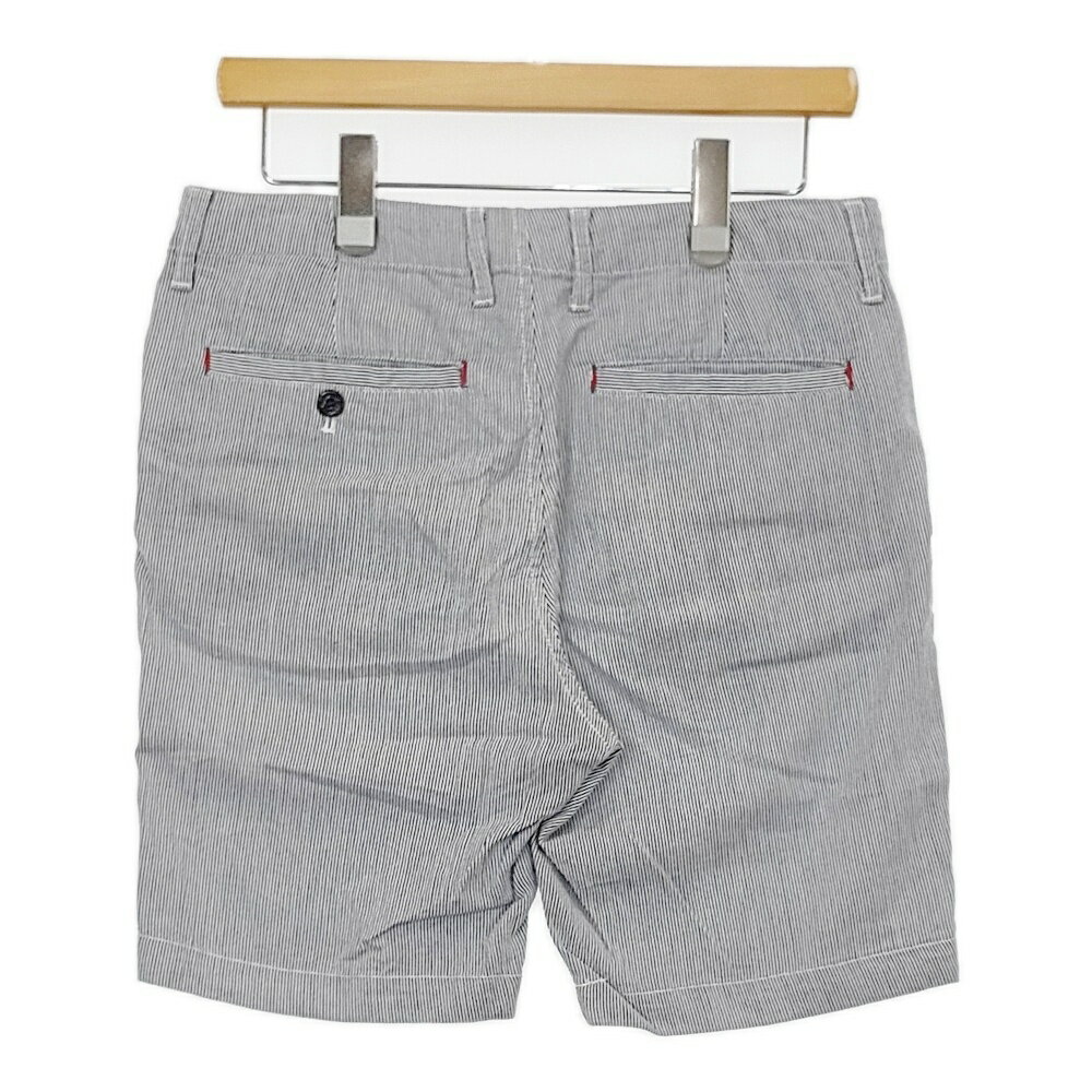 nano universe ストライプ サイズ40 コットン ショートパンツ ハーフパンツ ショーツ ブルー ホワイト メンズ ナノユニバース【中古】5-0704S