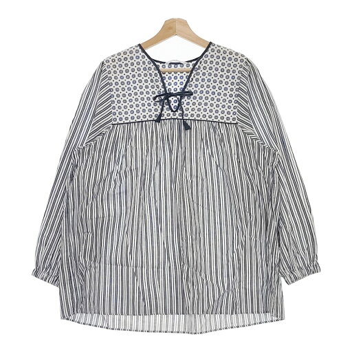 Toujours BLOCK PRINT ETHNIC SMOCK 2023 定価60500円 サイズ2 チュニック ホワイト ブルー レディース トゥジュー【中古】4-1129M Toujours BLOCK PRINT ETHNIC SMOCK 2023 定価60500円 サイズ2 チュニック ホワイト ブルー レディース トゥジュー【中古】4-1129M