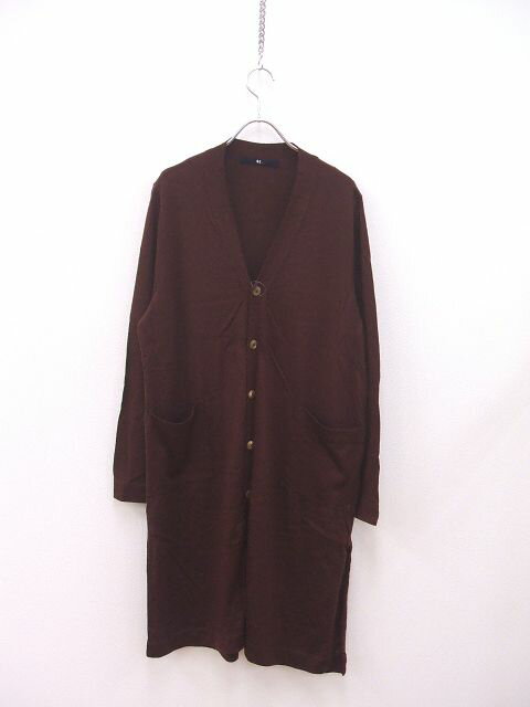 45R/45rpm ウォッシャブルウールロングカーディガン 定価35200円 カーディガン エンジ レディース フォーティーファイブアールピーエム【中古】2-1016T