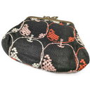 mina perhonen cuddle purse mela がま口 カドルパース 刺繍 リンゴ 財布 ポーチ ブラック レッド レディース ミナペルホネン【中古】4-1221G(4)