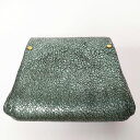 YUICHI TACHIYAMA ユウイチタチヤマ レザー 革 小銭入れあり 二つ折り財布 グリーン レディース【中古】4-1221G