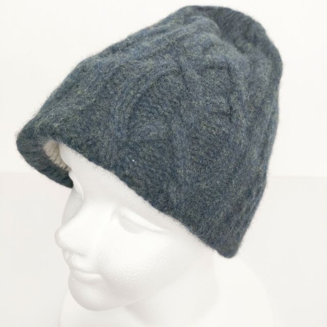 mature ha slant cutting knit cap aran2 lamb 定価9200円 MK-2135L ニットキャップ ネイビー レディース マチュアーハ【中古】4-1221A