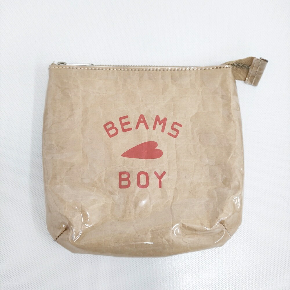 BEAMS BOY ロゴポーチ 定価5390円 ポーチ ベージュ レディース ビームスボーイ【中古】5-0829G